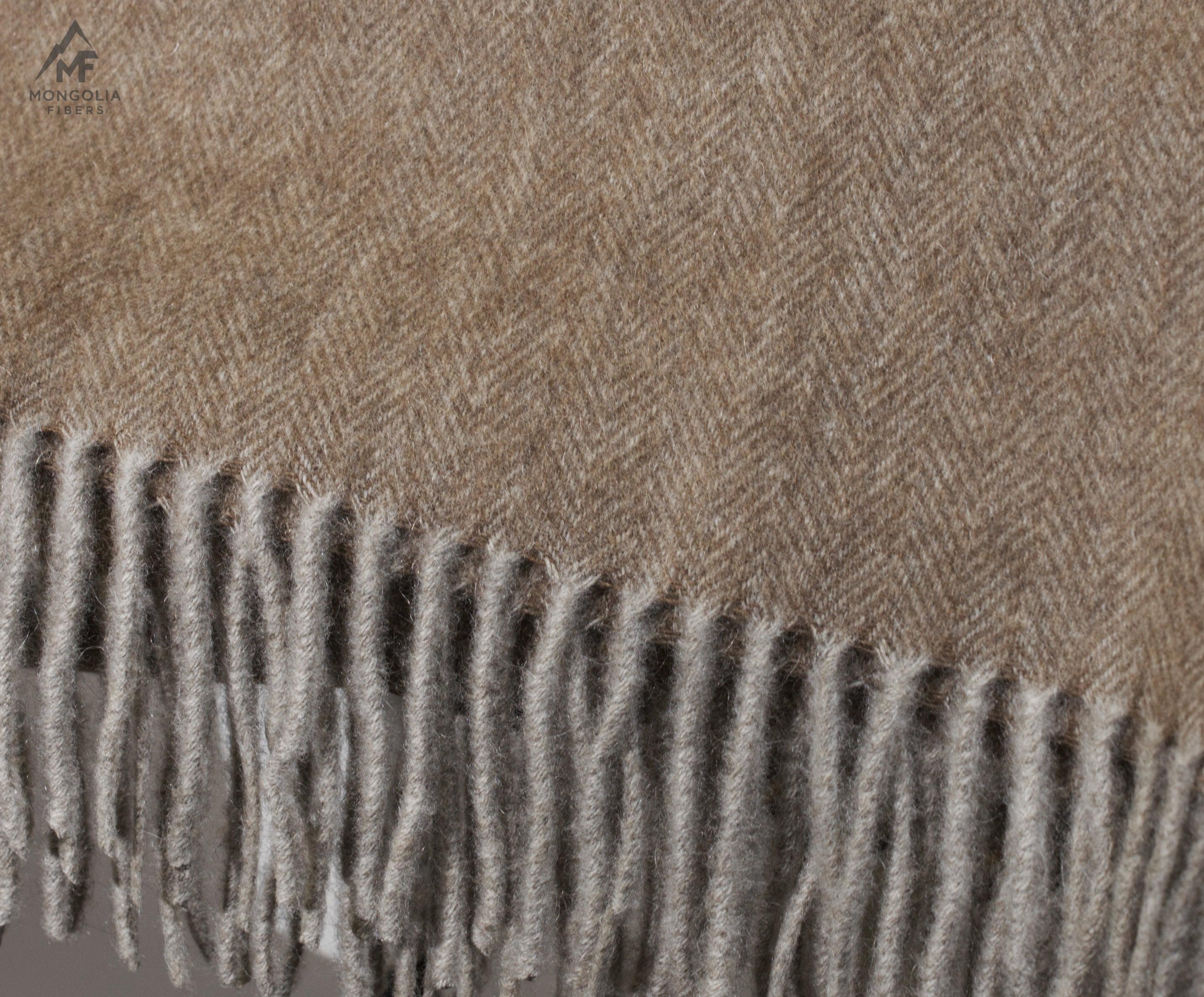 Yak Down Throw - Beige Herringbone