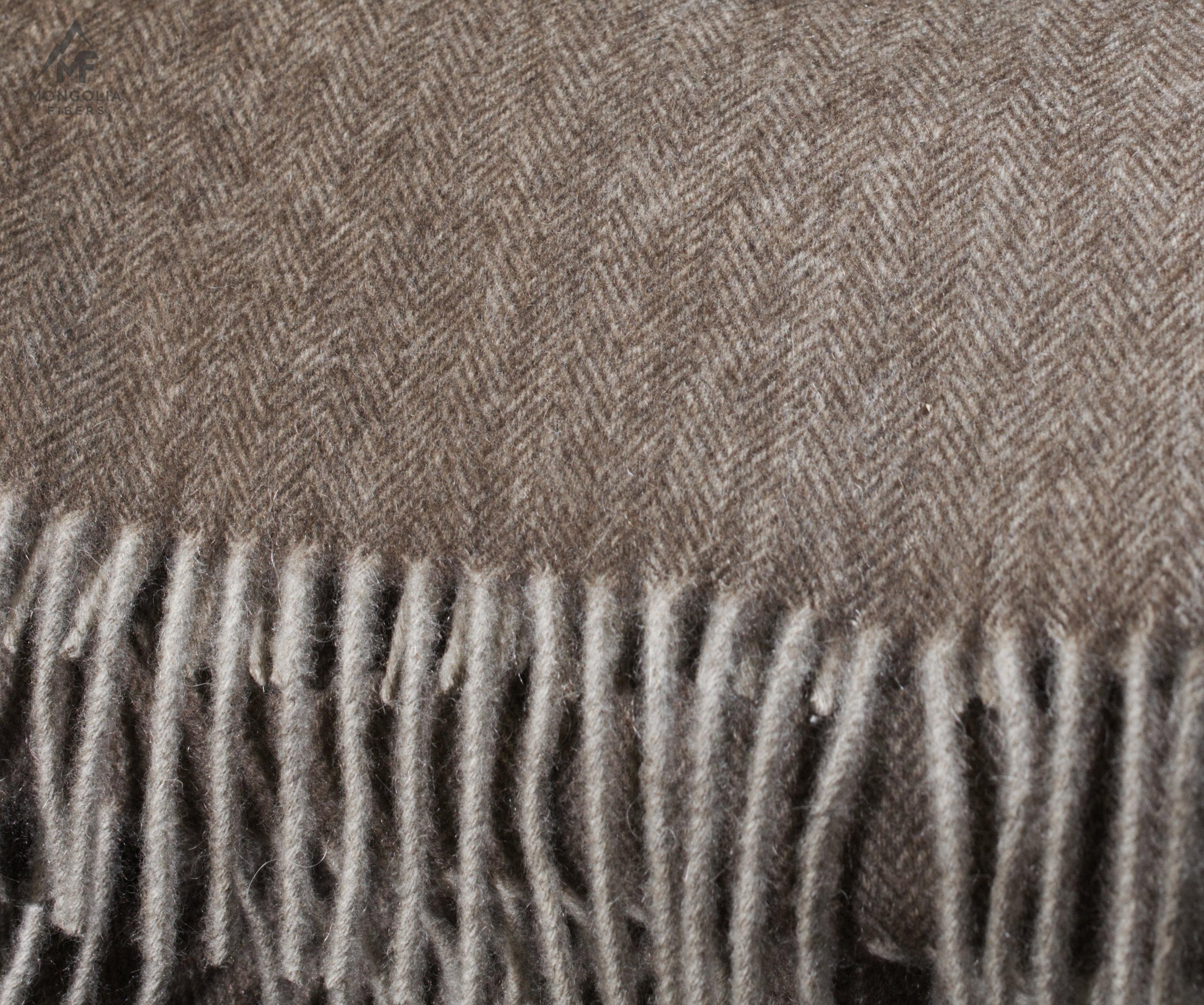 Yak Down Throw - Brown Herringbone